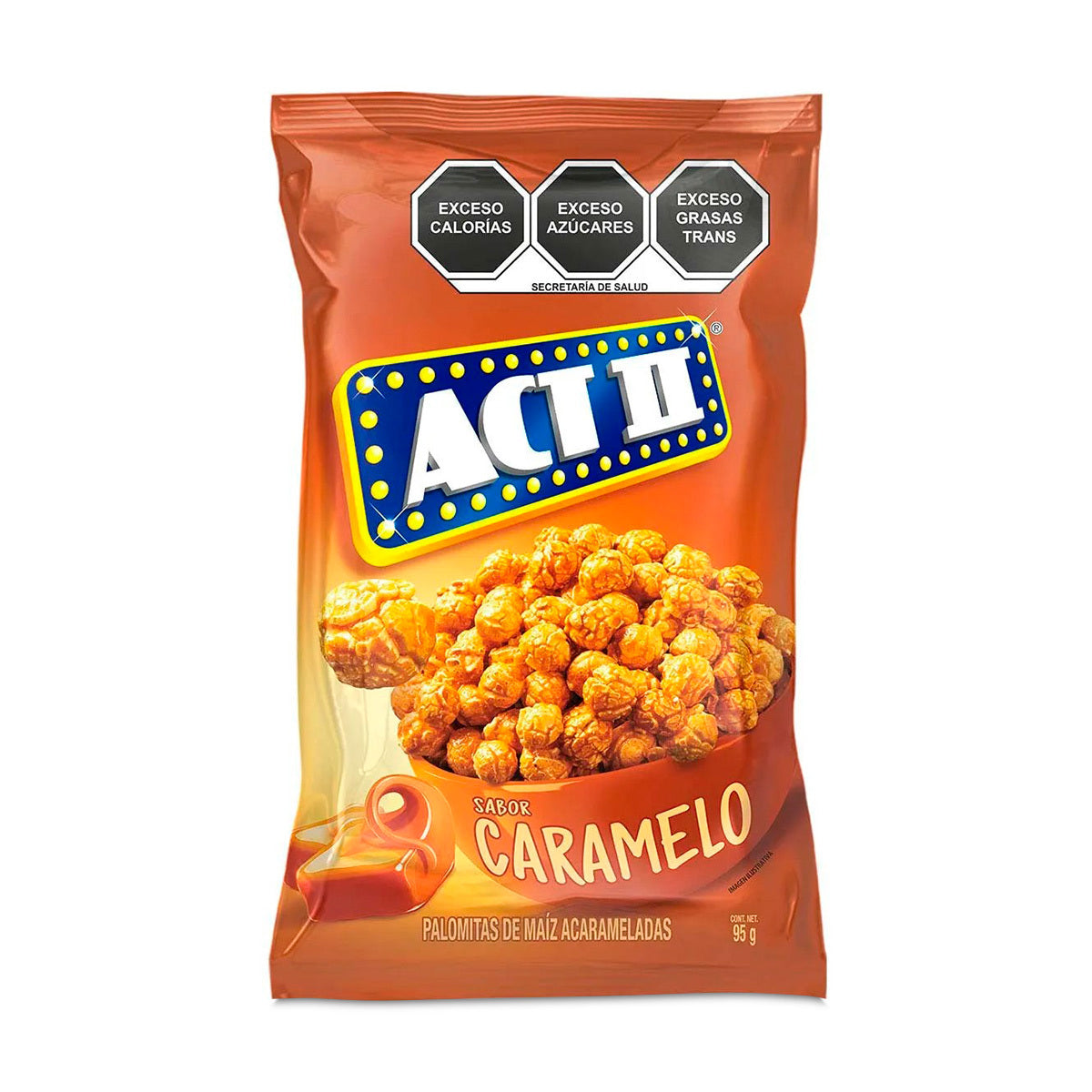 Palomitas ACT II sabor caramelo, caja con 8 bolsas de 95 g