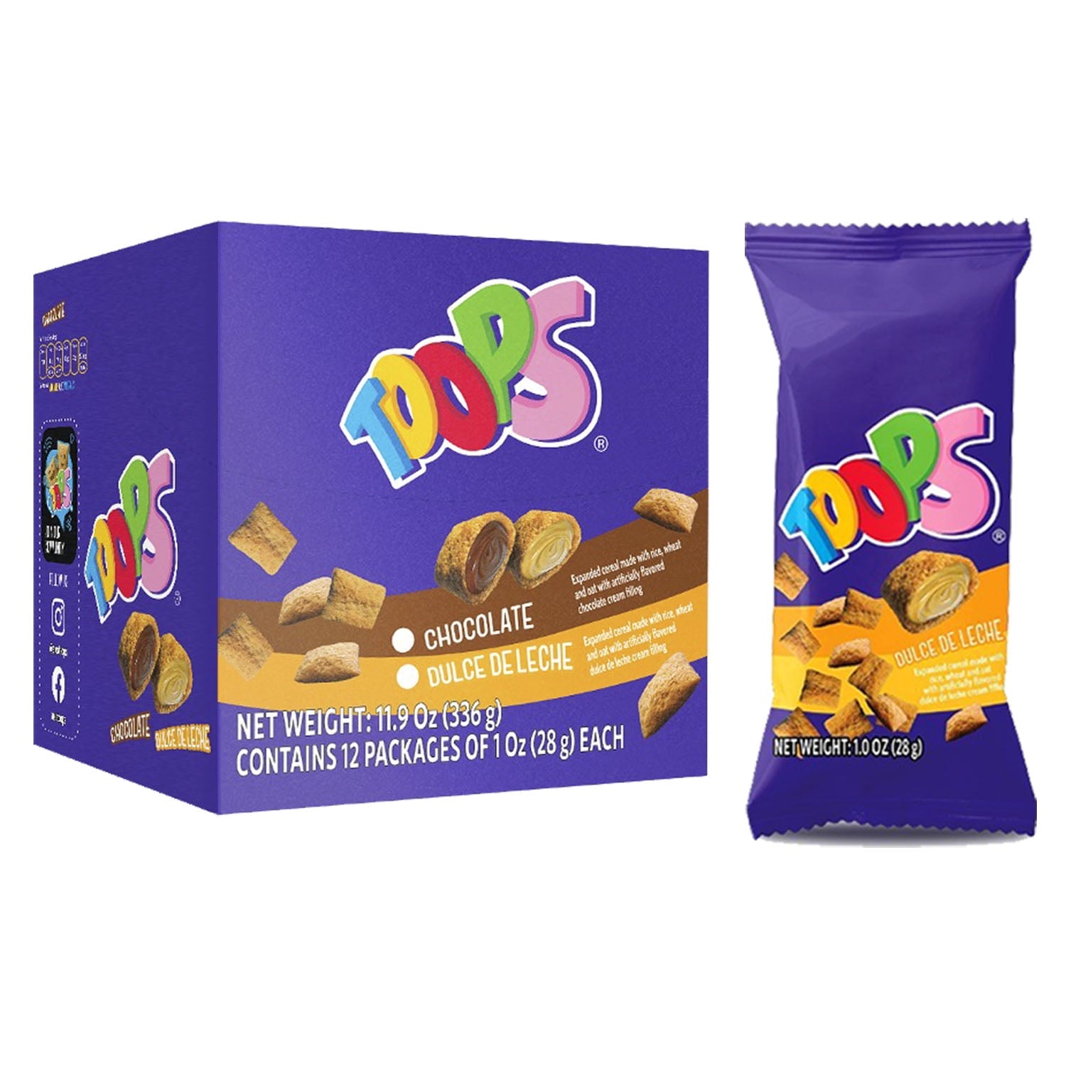 Cereal TOOPS chocolate 12 piezas de 28 g