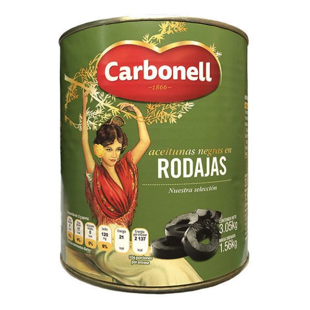 Aceituna negra rebanada Carbonell 3 kg