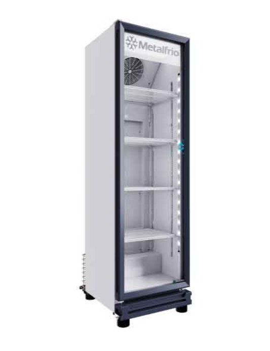 Refrigerador vertical Metalfrio con puerta de cristal y 4 parrillas ajustables
