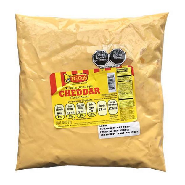Salsa de Queso Cheddar Ricos 6 x 3 kg
