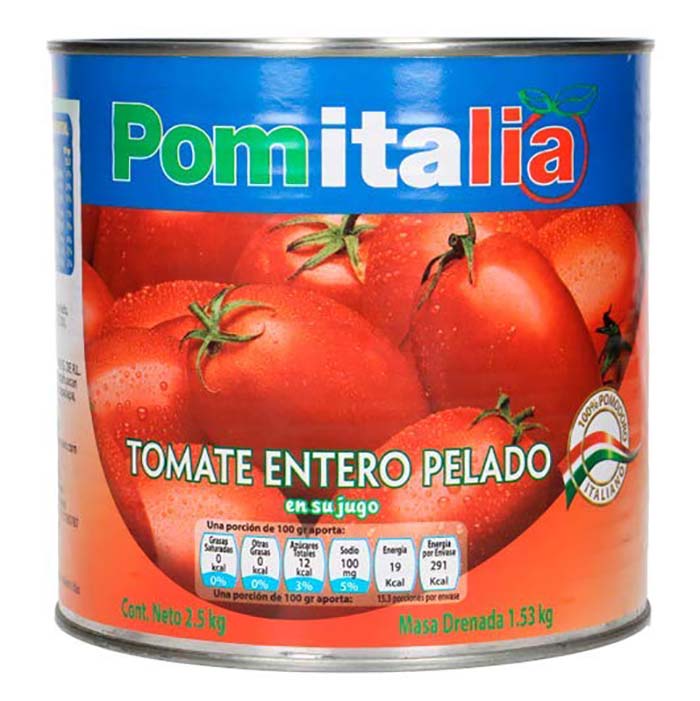 Tomate Entero Pelado Pomitalia 2.5 kg